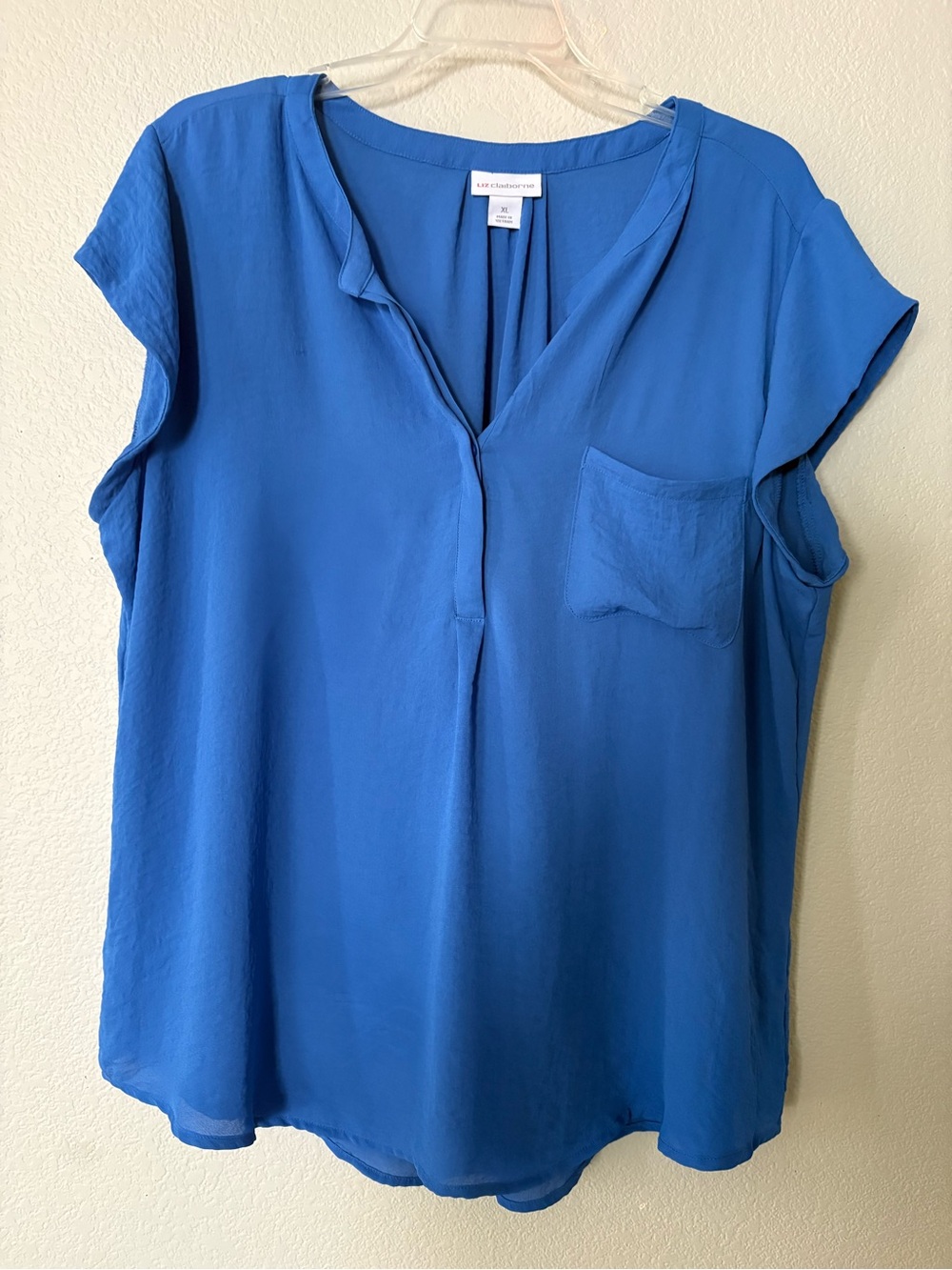 Liz Claiborne Cap-Sleeve V-Neck Blouse Sz XL